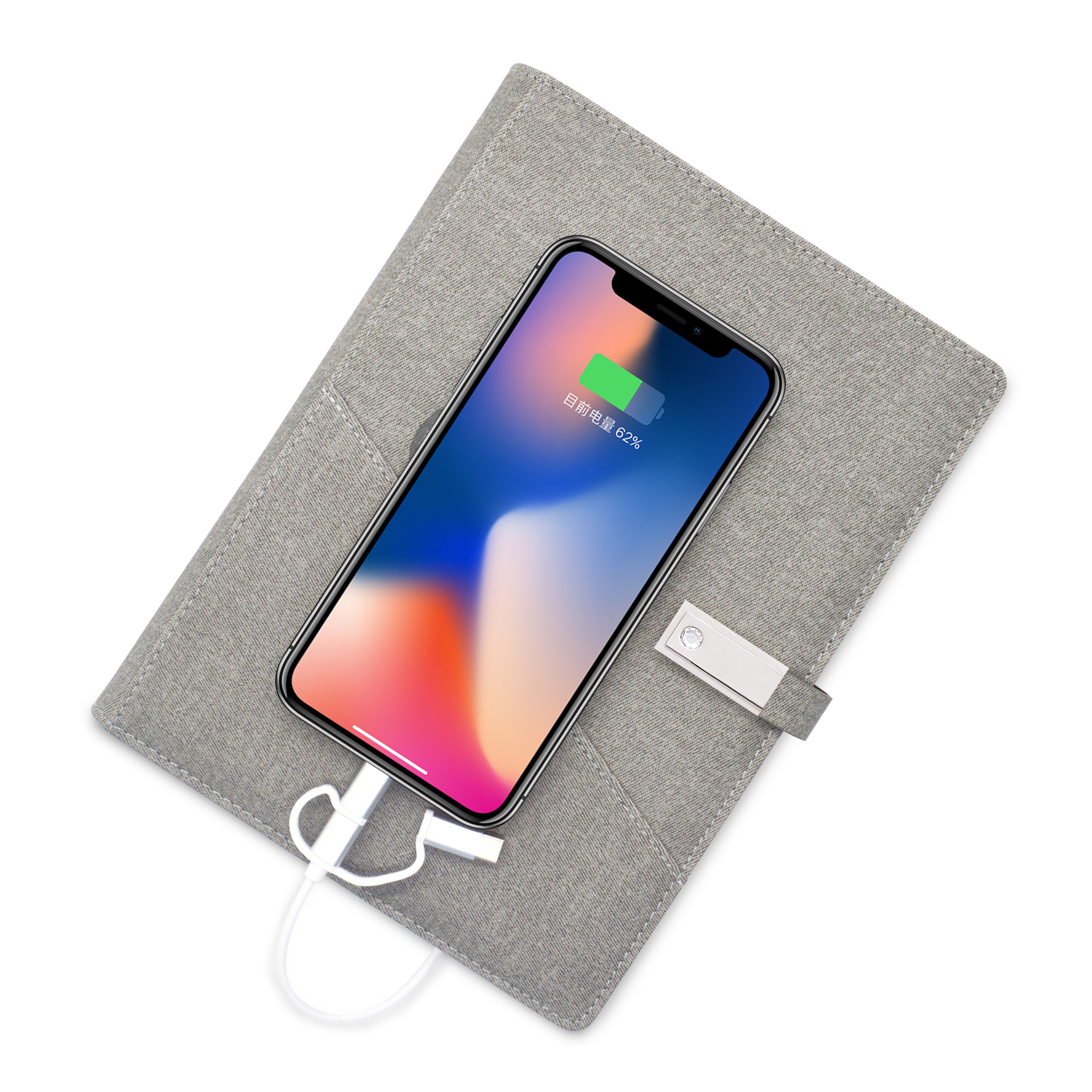 Multifunctional A5 Loose-Leaf Charging Notebook U Disk Mobile Power Notepad Business Notebook Printable Logo