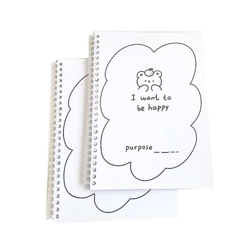 Yilan Cartoon Notebook Girl Heart Student Minimalist Coil Hand Account Loose Spiral Notebook Cute Bear Notebook
