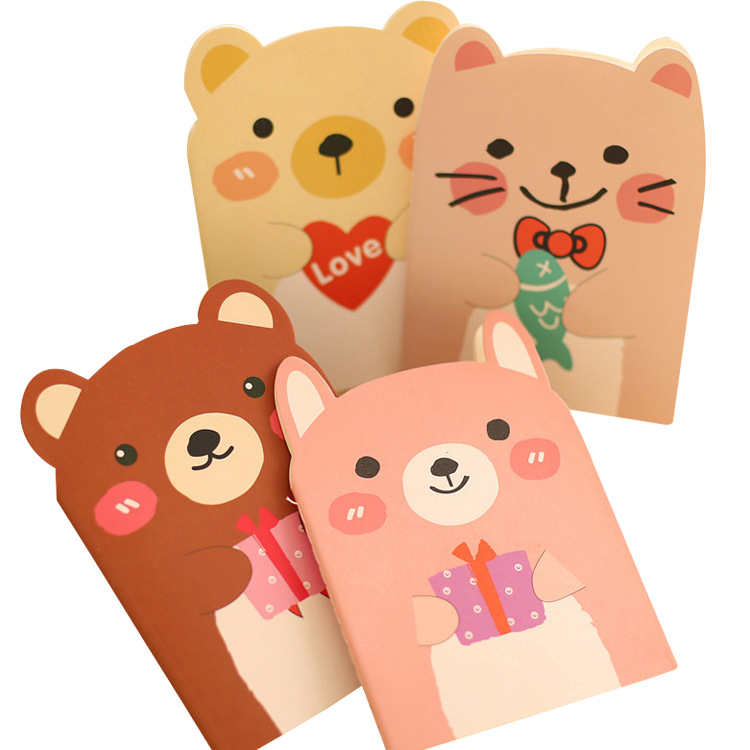 T Korean Creative Stationery Cute Bear Notebook Small Animal Notepad Cartoon Portable Book Student Prize