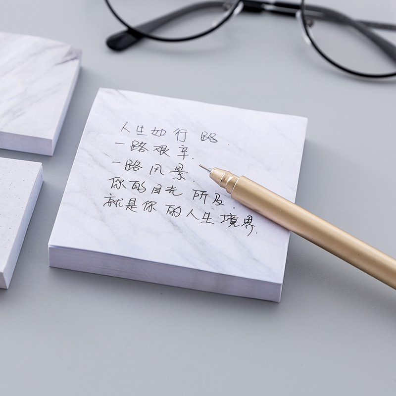 Korean Stationery Personalized Creative Marble Texture Sticky Notes Tearable Small Notepaper Notebook Message Memo Note Sticker