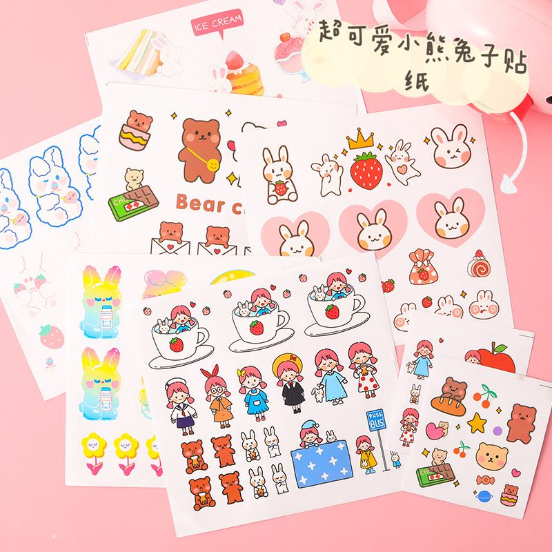 Pet Transparent Cartoon Anime Phone Stickers Cute Girl Heart Simple Notebook Stickers Props Notebook Material Stickers