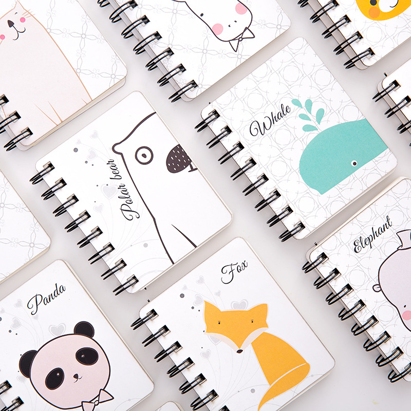 Dichen Cute Animal Cartoon Flip Coil Notebook Portable Mini Portable Notebook Pocket Notepad