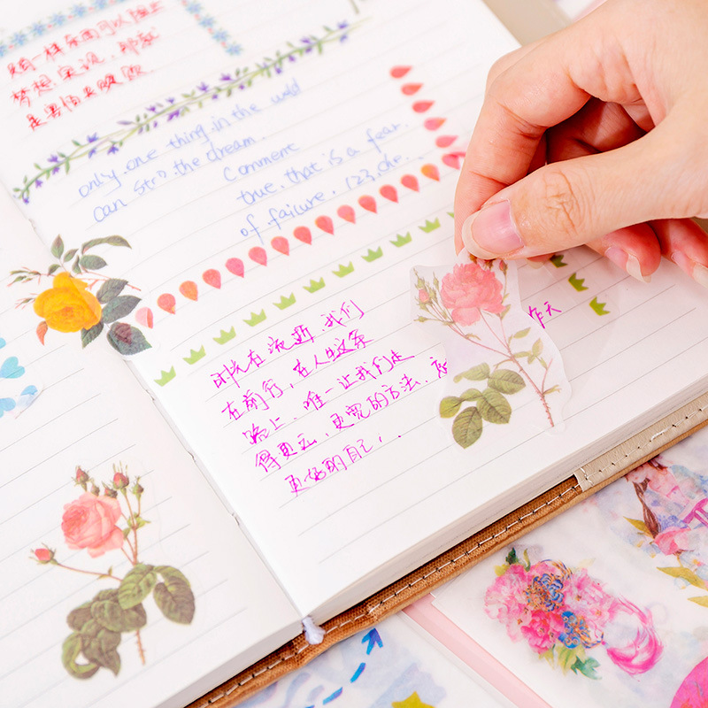 Fresh Cartoon Japanese Paper Notebook Material Stickers Creative DIY Mobile Phone Album Decoration Stickers Small Stickers 6 Pieces