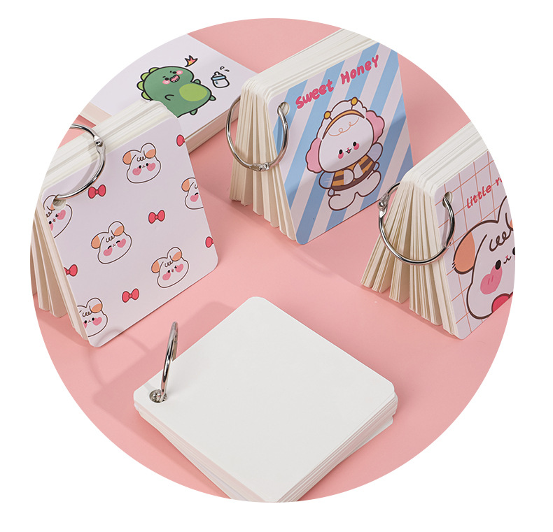 Hangsu Animal Cartoon Paper for Markers Student Exam English Wordbook Buckle Portable Pocket Blank Loose Spiral Notebook