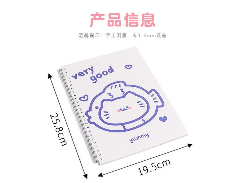 Simple Ins Bear Notebook Fresh B5 Loose-Leaf Coil Notebook Student Transparent Frosted Mesh Journal Book