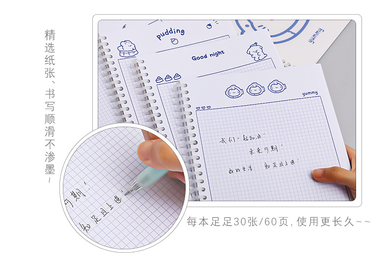 Simple Ins Bear Notebook Fresh B5 Loose-Leaf Coil Notebook Student Transparent Frosted Mesh Journal Book