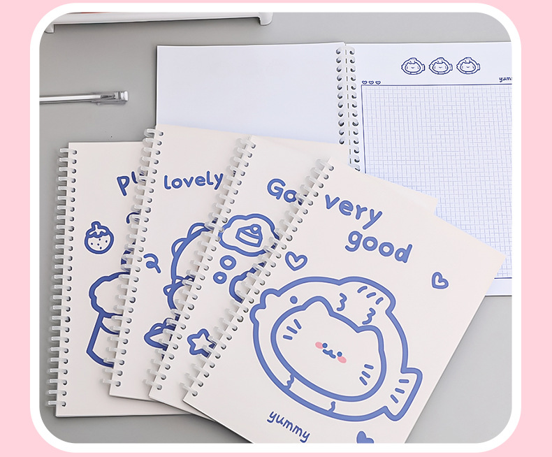 Simple Ins Bear Notebook Fresh B5 Loose-Leaf Coil Notebook Student Transparent Frosted Mesh Journal Book