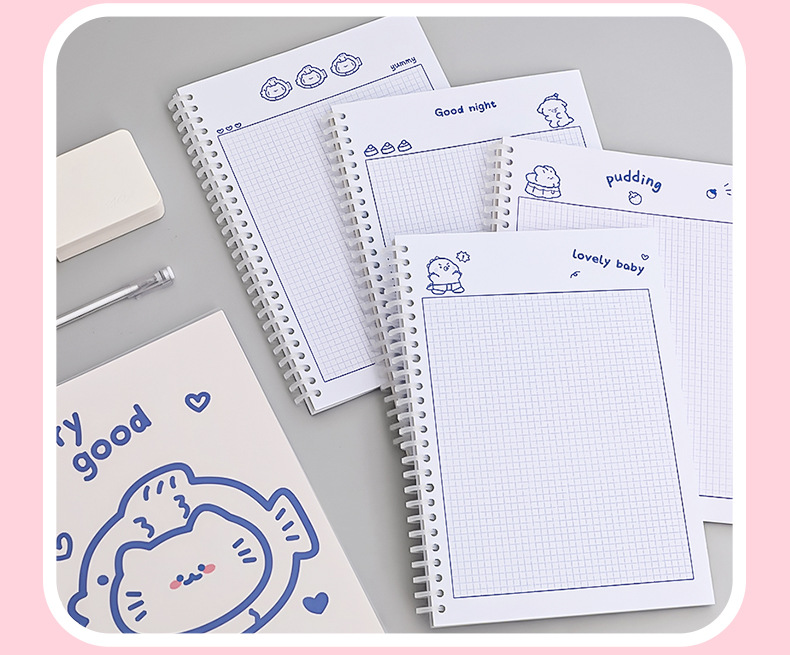 Simple Ins Bear Notebook Fresh B5 Loose-Leaf Coil Notebook Student Transparent Frosted Mesh Journal Book