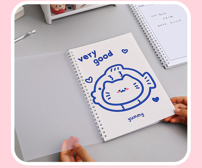 Simple Ins Bear Notebook Fresh B5 Loose-Leaf Coil Notebook Student Transparent Frosted Mesh Journal Book