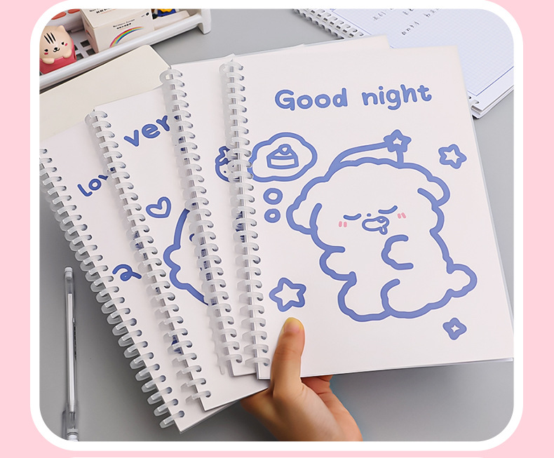 Simple Ins Bear Notebook Fresh B5 Loose-Leaf Coil Notebook Student Transparent Frosted Mesh Journal Book