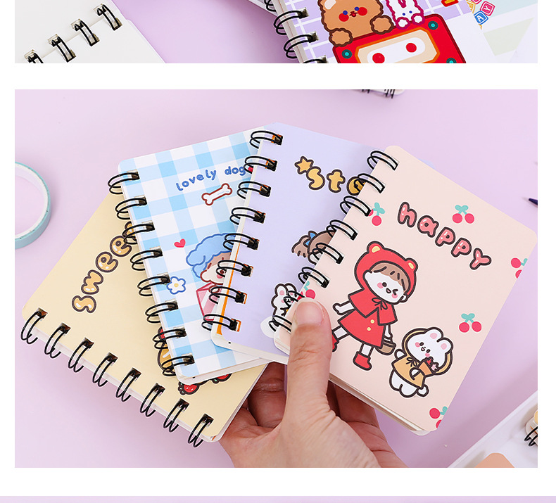 Hangsu Cartoon Bear Flip Coil Notebook Student Portable Pocket Notepad Mini Notebook A7 Small Notebook