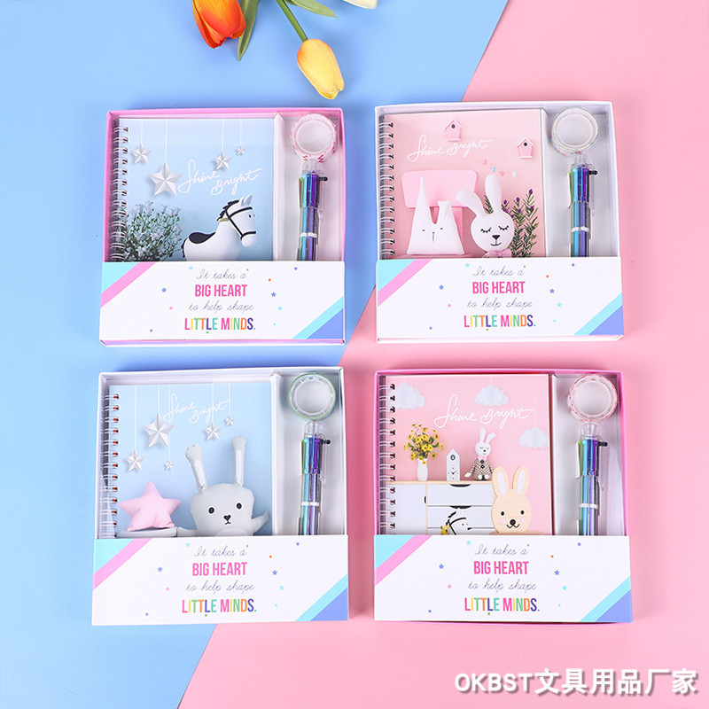 In Stock Wholesale Student Notebook Diary Journal Book Notepad Travel Book Children Pupil Prize Set
