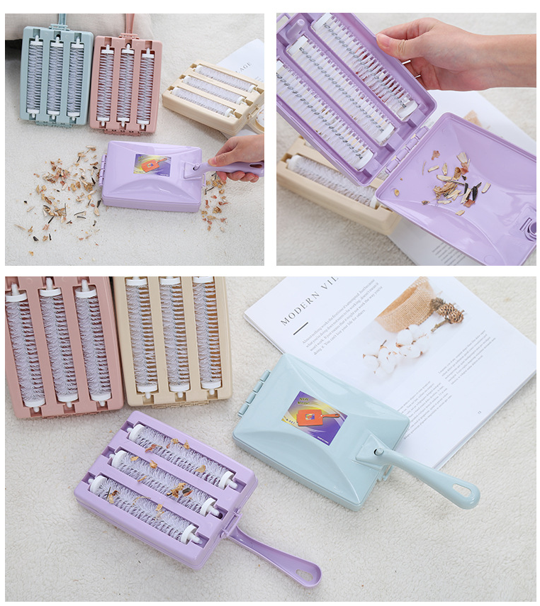 Three Roll Bed Brush Dusting Brush Bed Brush Bed Brush with Handle Double-Roller Electrostatic Brush Sofa Clean Clothing Brush Wholesale