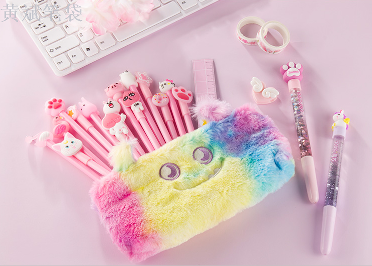 Fluffy pen bag cute super cute pupil fluffy large capacity female Fluffy pen bag cute super cute pupil fluffy large capacity female