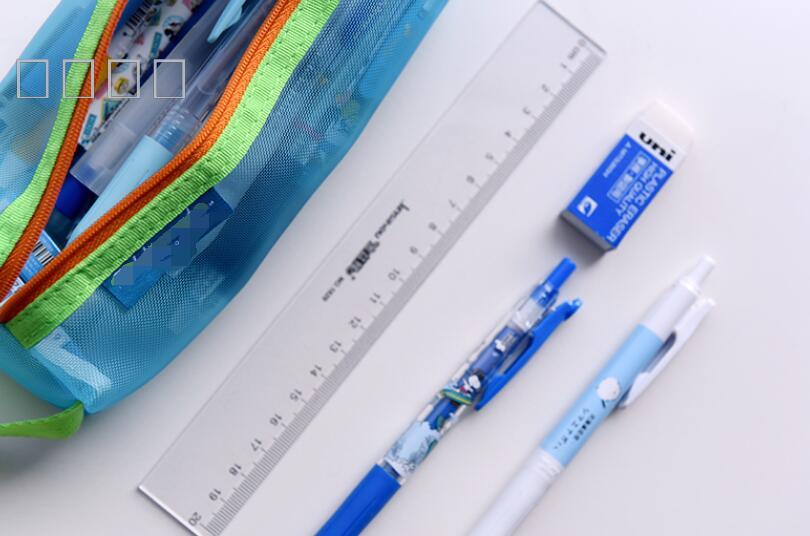 Transparent nylon pen bag fresh simple large capacity stationery bag primary and secondary school students