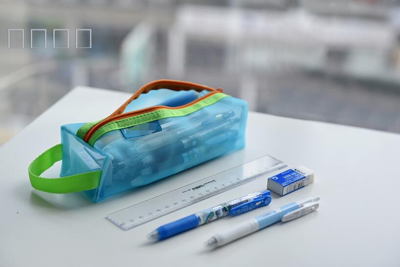 Transparent nylon pen bag fresh simple large capacity stationery bag primary and secondary school students