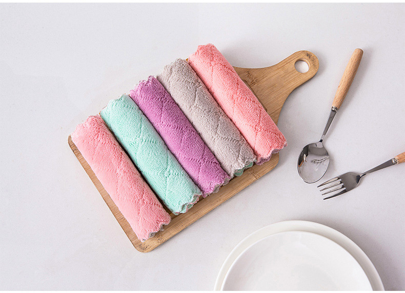 Double-Sided Thickened Dishwashing Cloth Household Kitchen Absorbent Cleaning Cloth Coral Velvet Decontamination Dish Towel Double-Sided Thickened Dishwashing Cloth Household Kitchen Absorbent Cleaning Cloth Coral Velvet Decontamination Dish Towel