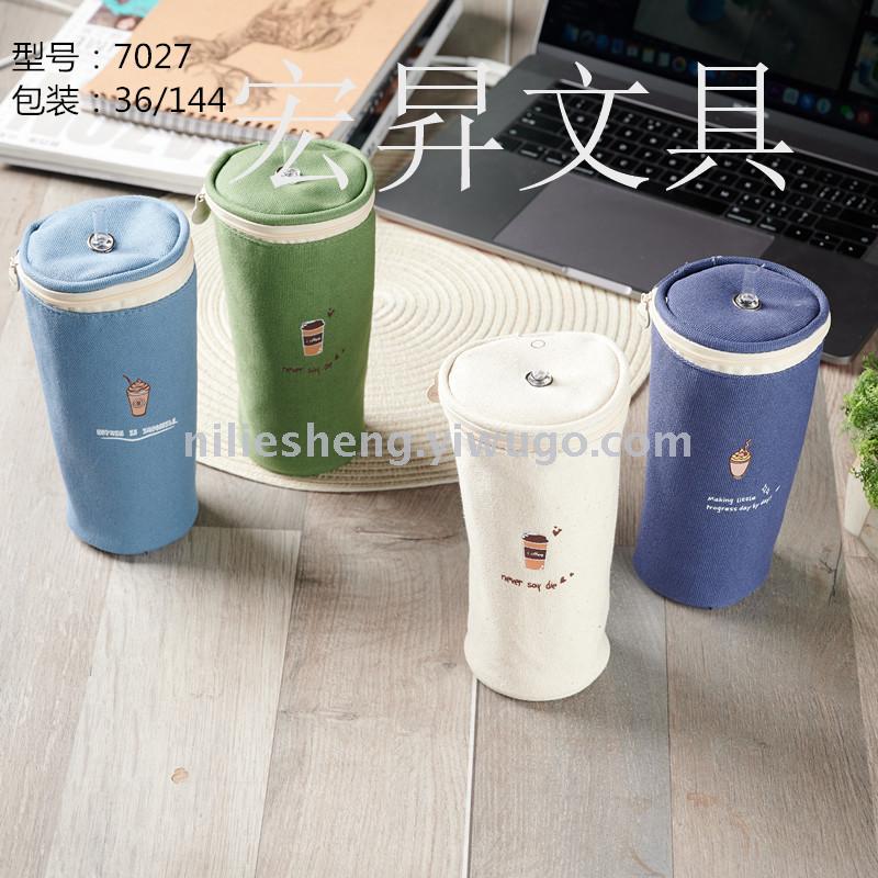 Creative pen bag water glass beverage cup cartoon storage bag pencil bag waterproof large capacity pencil box storage writing case