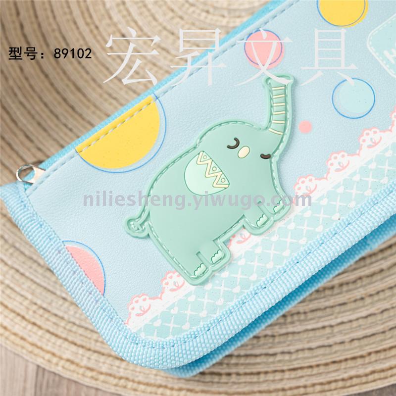 Han version rabbit cartoon pen bag double waterproof large capacity storage bag pencil bag storage box writing box suction card pack