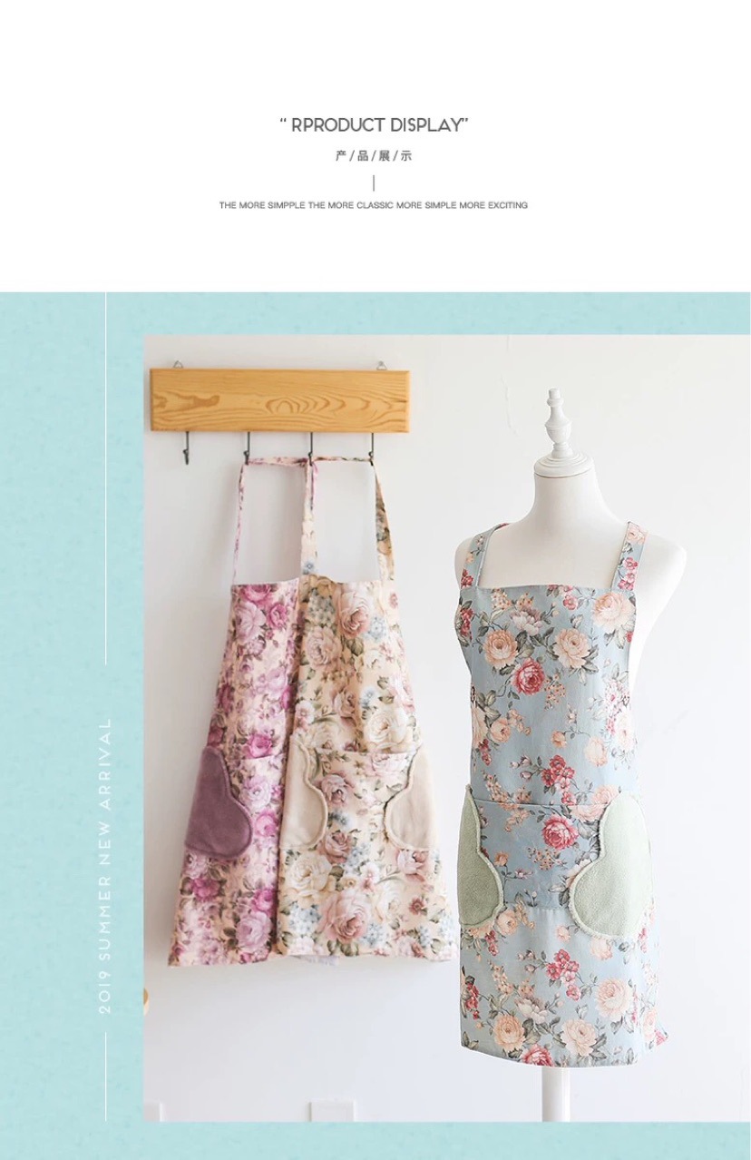 Korean style kitchen towel apron double layer waterproof rural style can wipe hand apron anti - oil and anti - pollution apron