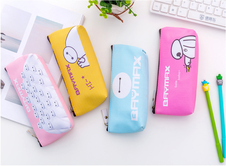 Great white pencil bag PU pencil bag stationery bag cartoon  Korean version small fresh pen bag student receiving bag