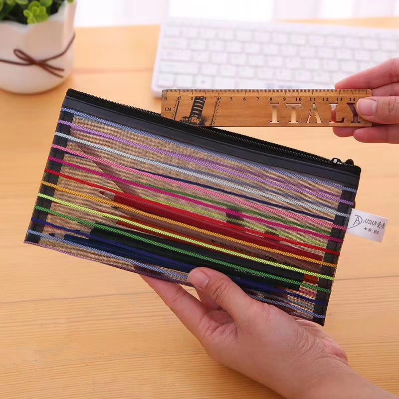Specification Document Multi-document Note bag seven rainbow stripe zipper Stationery bag material pen bag can be customized batch
