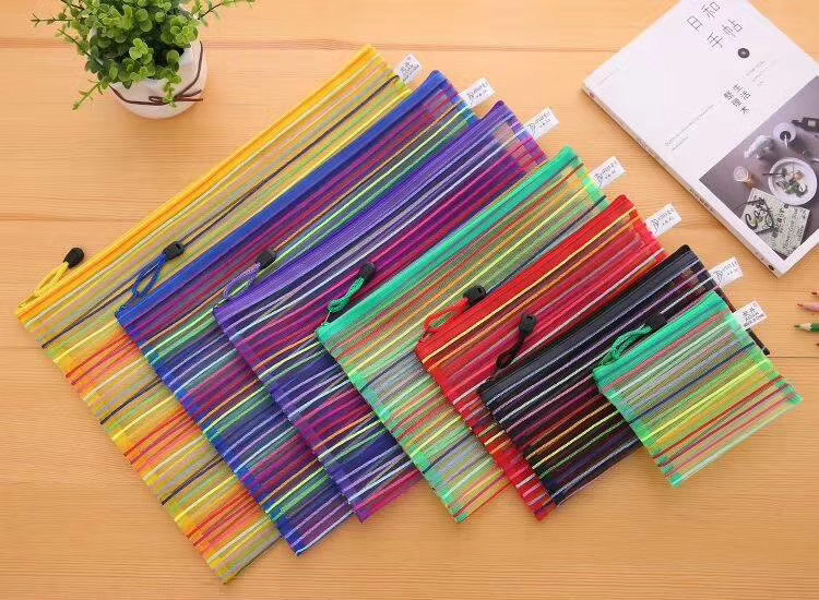 Specification Document Multi-document Note bag seven rainbow stripe zipper Stationery bag material pen bag can be customized batch