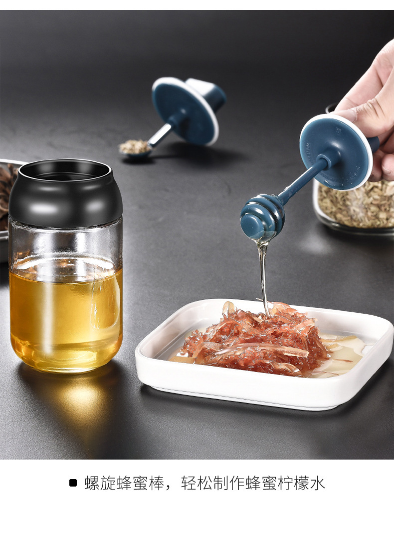 moistureproof seasoning bottle sealed glass seasoning bottle cap spoon integrated salt control pot oil pot seasoning pot