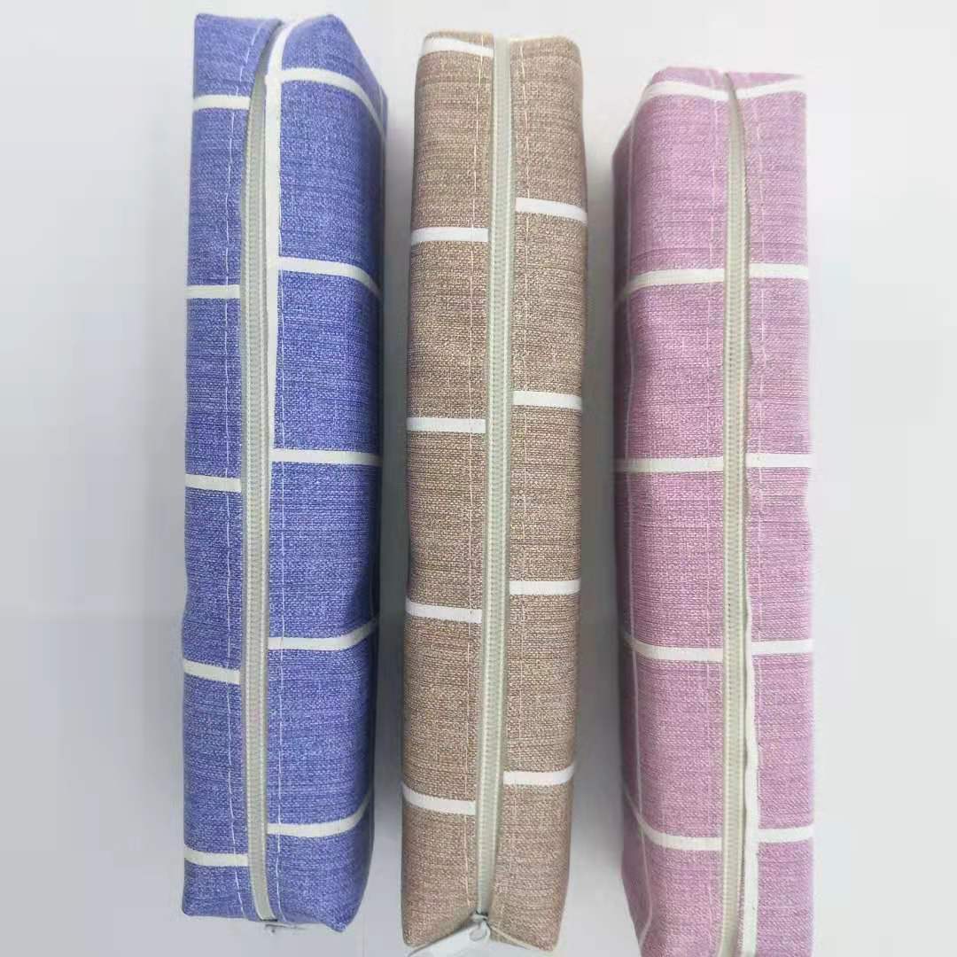 Student Korean style Creative Pen bag stripe Plaid Large capacity Student Stationery Bag Factory Direct sale