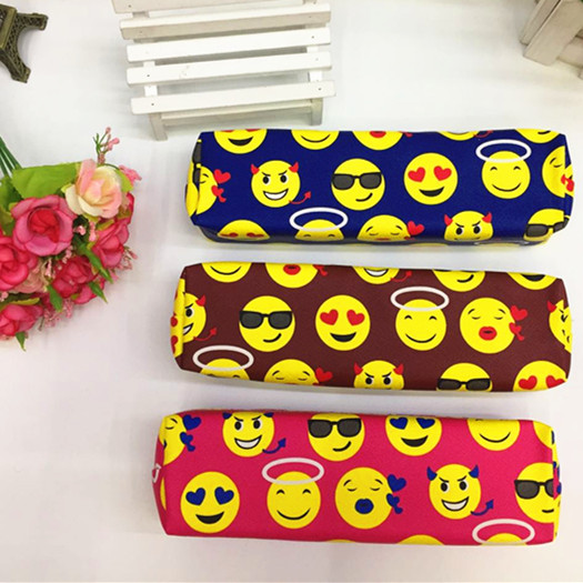 Korean Stationery Cartoon Smiling Face Pen bag New large Capacity Square student Stationery bag Factory Direct sale