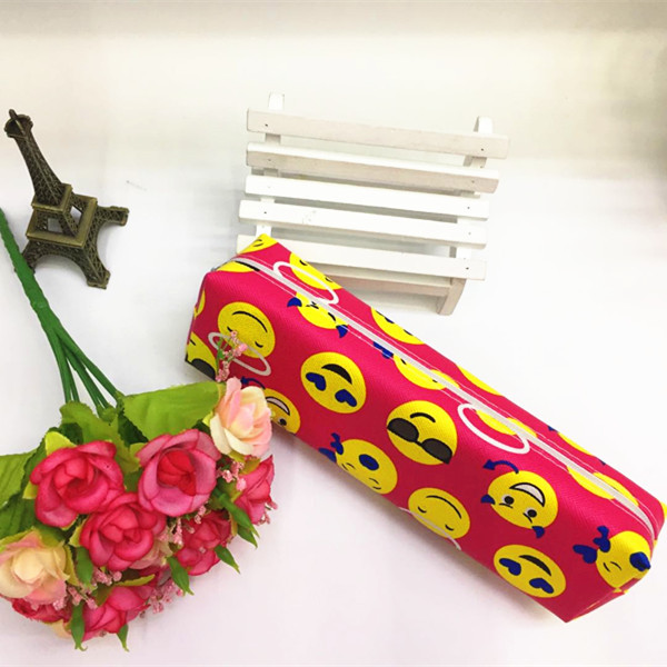 Korean Stationery Cartoon Smiling Face Pen bag New large Capacity Square student Stationery bag Factory Direct sale