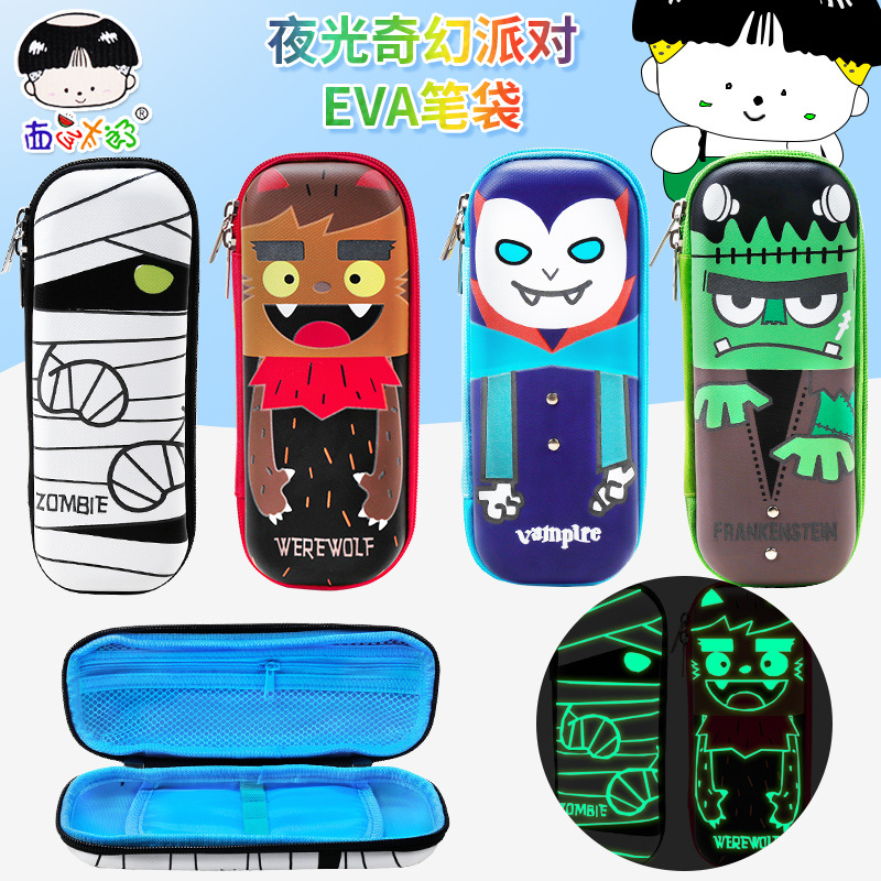 Pen case primary school boys lovely cartoon children stationery bag selling luminous pen bag large capacity pen bag