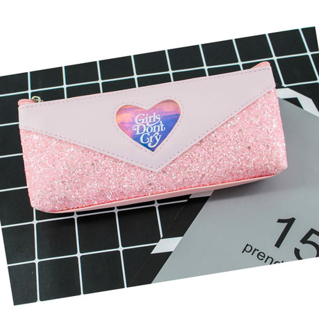 Jinshang Japanese and Korean Department pen bag Lady 6420 lovely large volume primary and secondary school students high appearance level Oxford Burgundy Sparkle bag