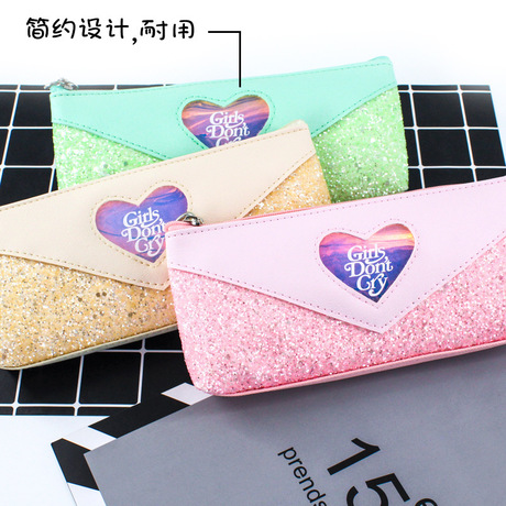 Jinshang Japanese and Korean Department pen bag Lady 6420 lovely large volume primary and secondary school students high appearance level Oxford Burgundy Sparkle bag