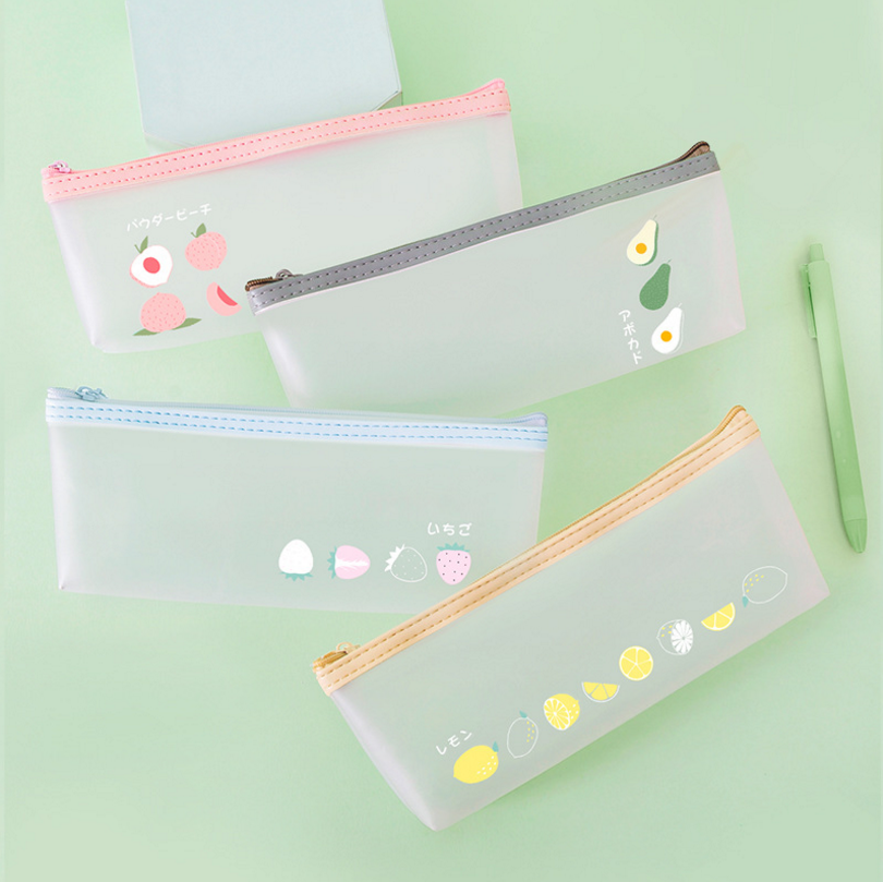 Transparent Frosted Stationery Box Student Learning Tableware Storage Pencil Case Fresh Pencil Bag Pencil Case PVC Pen Bag Pencil Case