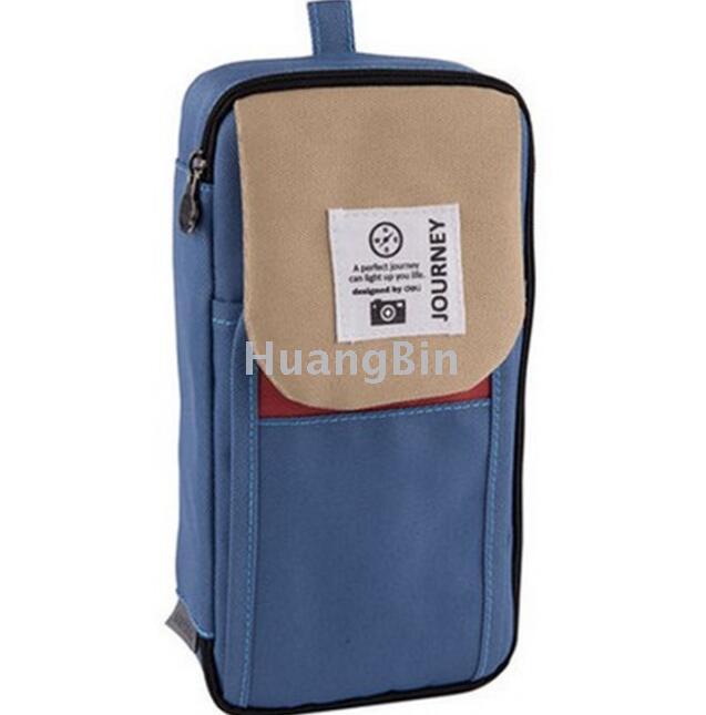 Canvas simple large capacity double layer pen bag storage bag stationery bag student pen bag