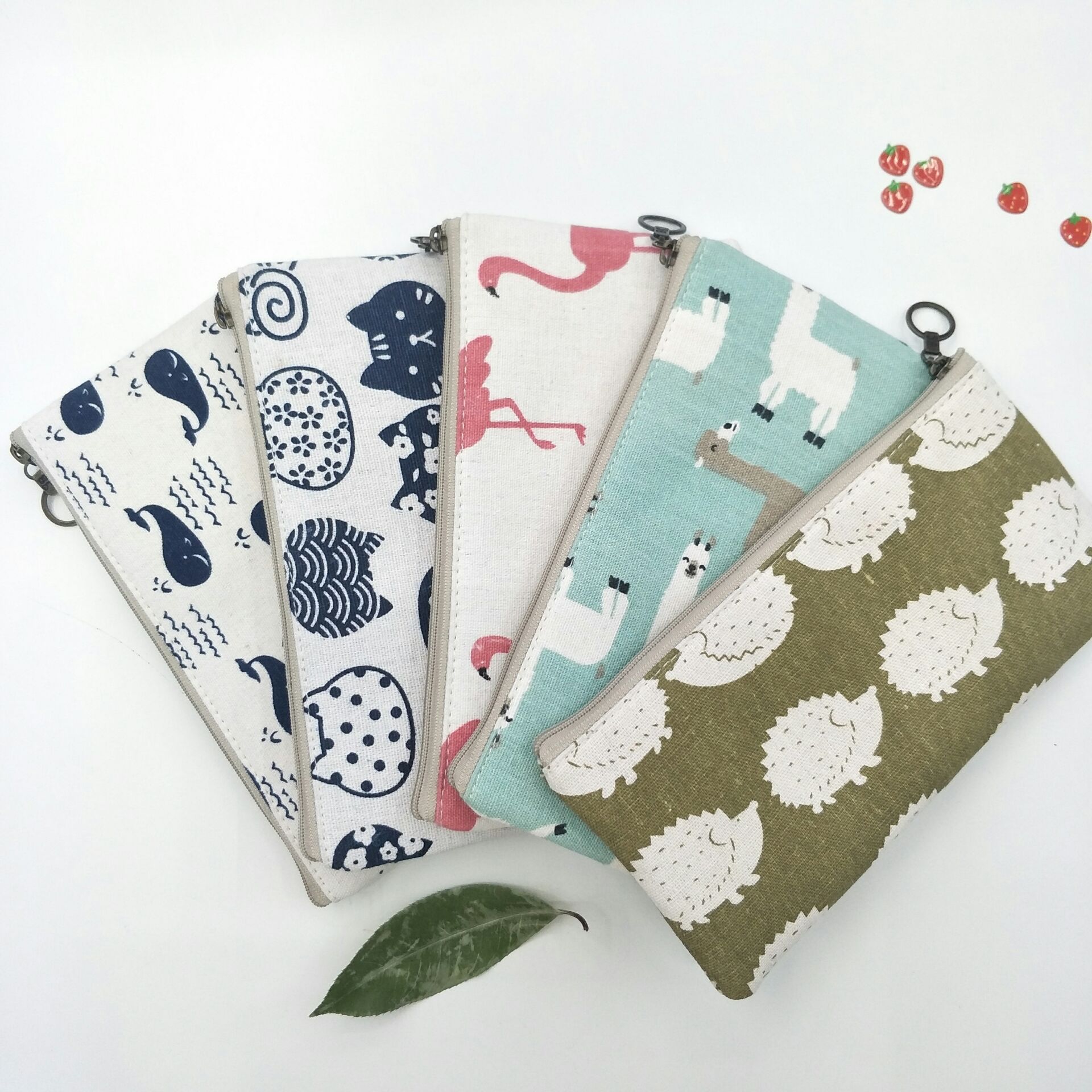 Buhechu Nordic Style Boxer Fabric Waterproof Pencil Case Portable Storage Bag Office Supplies Factory Direct Sales Customization