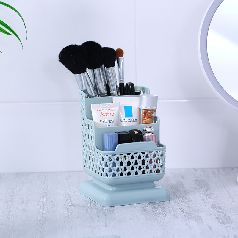 Korean Creative Fresh Square Rattan-like Pen Holder Simple Plastic Desktop Storage Box Student Office Supplies