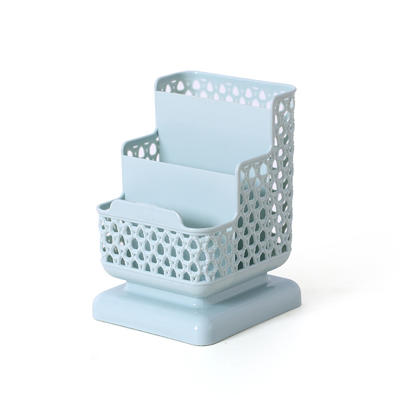 Korean Creative Fresh Square Rattan-like Pen Holder Simple Plastic Desktop Storage Box Student Office Supplies