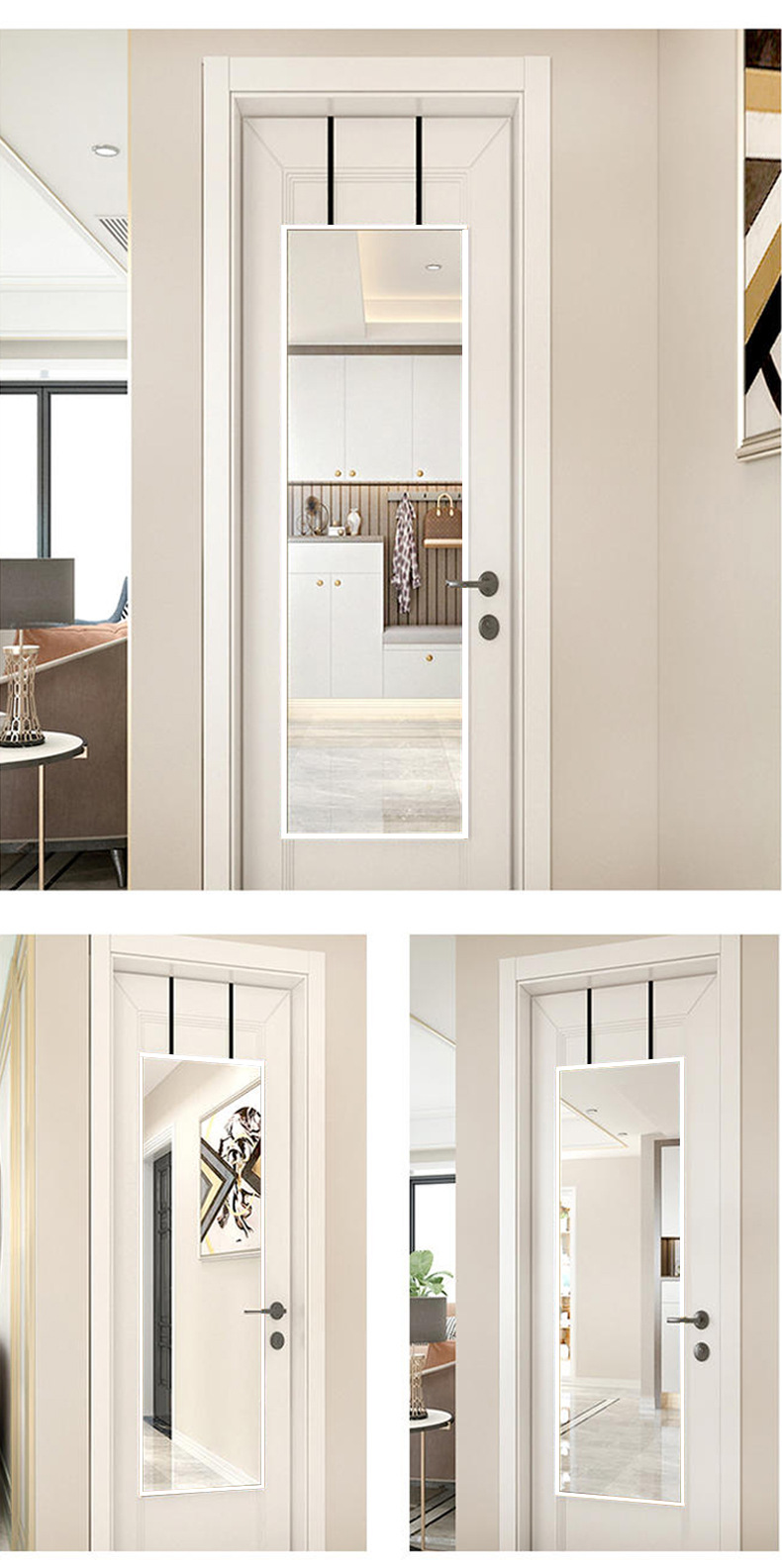 Behind the Door Wall Hanging Mirror Self-Adhesive Home Wall Mount Internet Celebrity Dressing Mirror Wall-Mounted Full Body Fitting Floor Mirror Hanging Door Adhesive