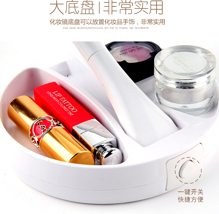 Led Creative Double-Sided Beauty Mirror Desktop Folding Smart Fill Light Handheld Portable Dressing Mirror with Light Makeup Mirror
