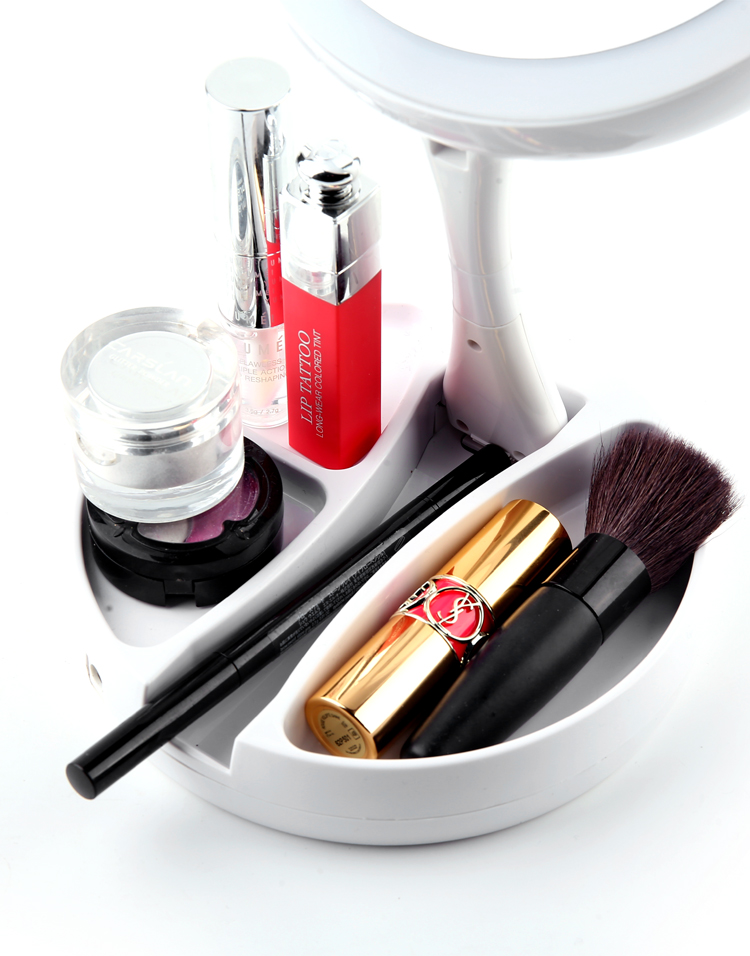 Led Creative Double-Sided Beauty Mirror Desktop Folding Smart Fill Light Handheld Portable Dressing Mirror with Light Makeup Mirror