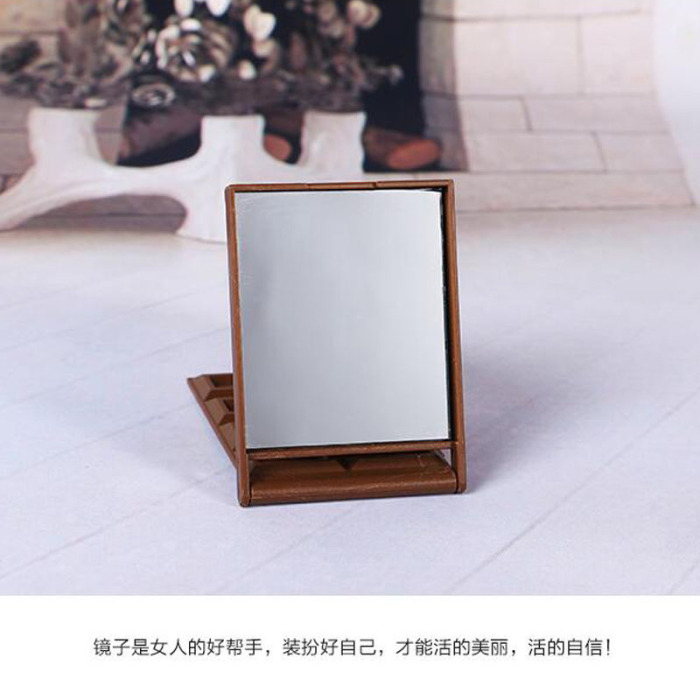 Korean creative personality chocolate mirror portable desktop plastic dressing mirror supplies wholesale