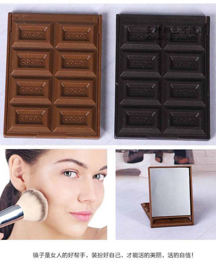 Korean creative personality chocolate mirror portable desktop plastic dressing mirror supplies wholesale