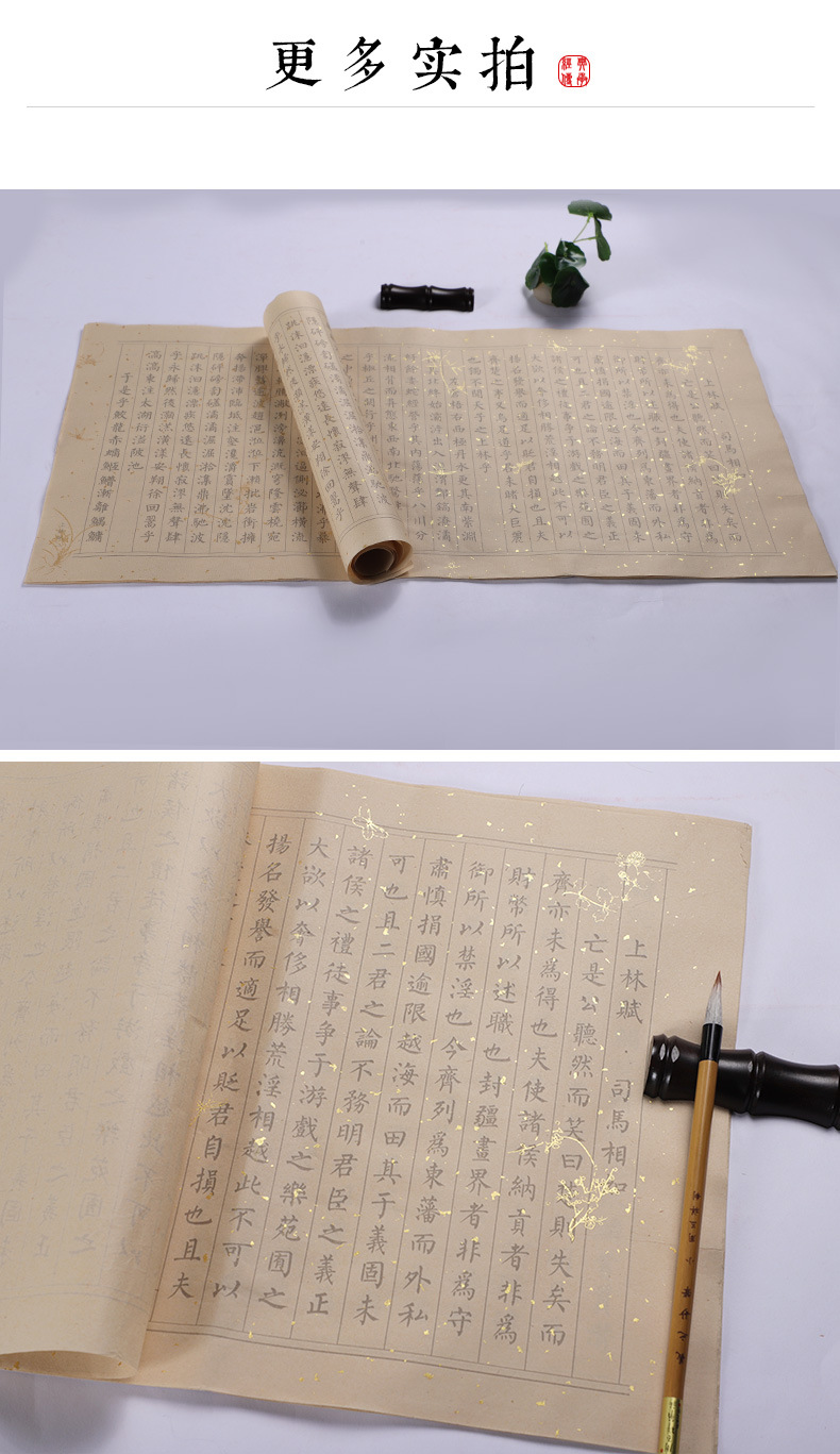 Shanglin Fu Copybook Full Sima Xiangru Writing Brush Copy Copybook Small Regular Script Calligraphy Practice Board Imitation Retro Gold Foil Rice Paper Shanglin Fu Copybook Full Sima Xiangru Writing Brush Copy Copybook Small Regular Script Calligraphy Practice Board Imitation Retro Gold Foil Rice Paper