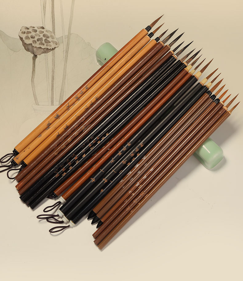 Mouse Beard Delineating Writing Brush Only for Traditional Chinese Painting Slender Gold Small Regular Script Writing Brush Set Meticulous Painting Line Drawing Hook Brush