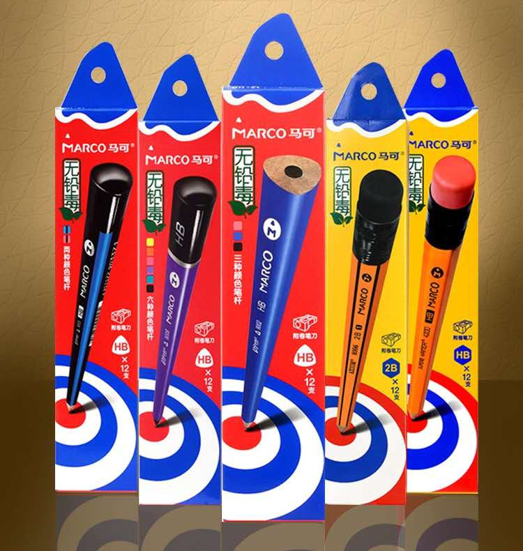 Marco Pencil Wholesale 2B/HB Children&#039;s Triangle Pole/Hexagonal Pole Calligraphy Practice Pencil Hard Pen Calligraphy Available