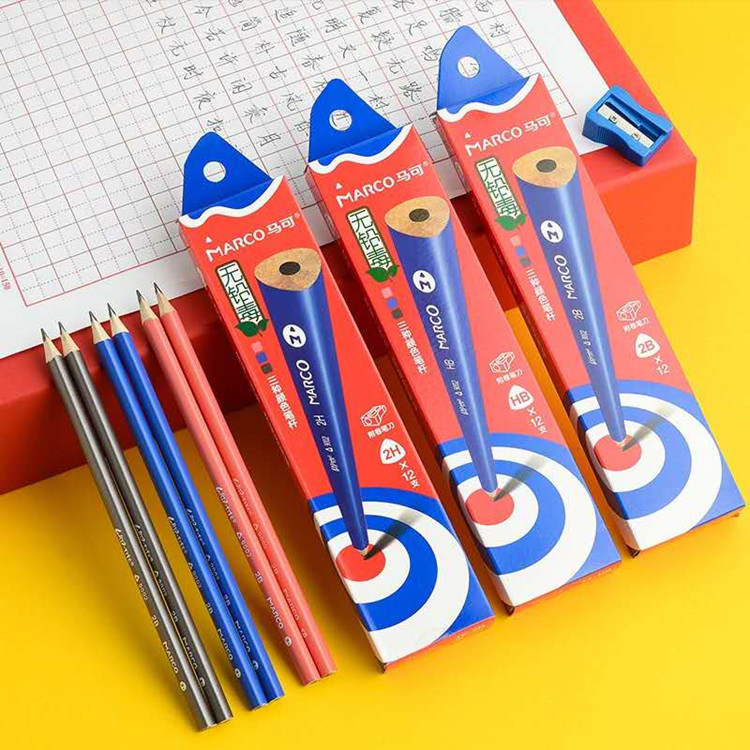 Marco Pencil Wholesale 2B/HB Children's Triangle Pole/Hexagonal Pole Calligraphy Practice Pencil Hard Pen Calligraphy Available Marco Pencil Wholesale 2B/HB Children's Triangle Pole/Hexagonal Pole Calligraphy Practice Pencil Hard Pen Calligraphy Available