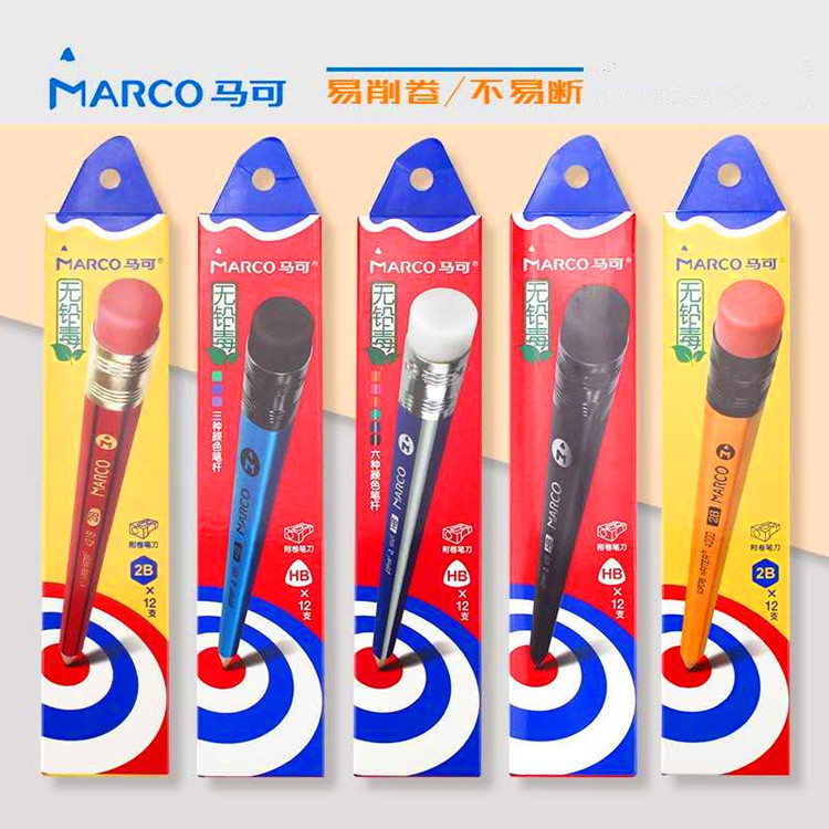 Marco Pencil Wholesale 2B/HB Children's Triangle Pole/Hexagonal Pole Calligraphy Practice Pencil Hard Pen Calligraphy Available Marco Pencil Wholesale 2B/HB Children's Triangle Pole/Hexagonal Pole Calligraphy Practice Pencil Hard Pen Calligraphy Available
