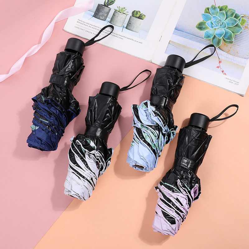 High quality UV protection sunshade 8 bone Reinforced Triple folding light folding umbrella butterfly lacing vinyl umbrella